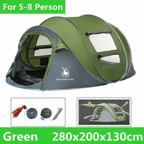 Pop Up Camping Tent - Waterproof Hiking Tents for 4 to 5 Persons - Large Tents Automatic Tarp Tent for Outdoor, Beach