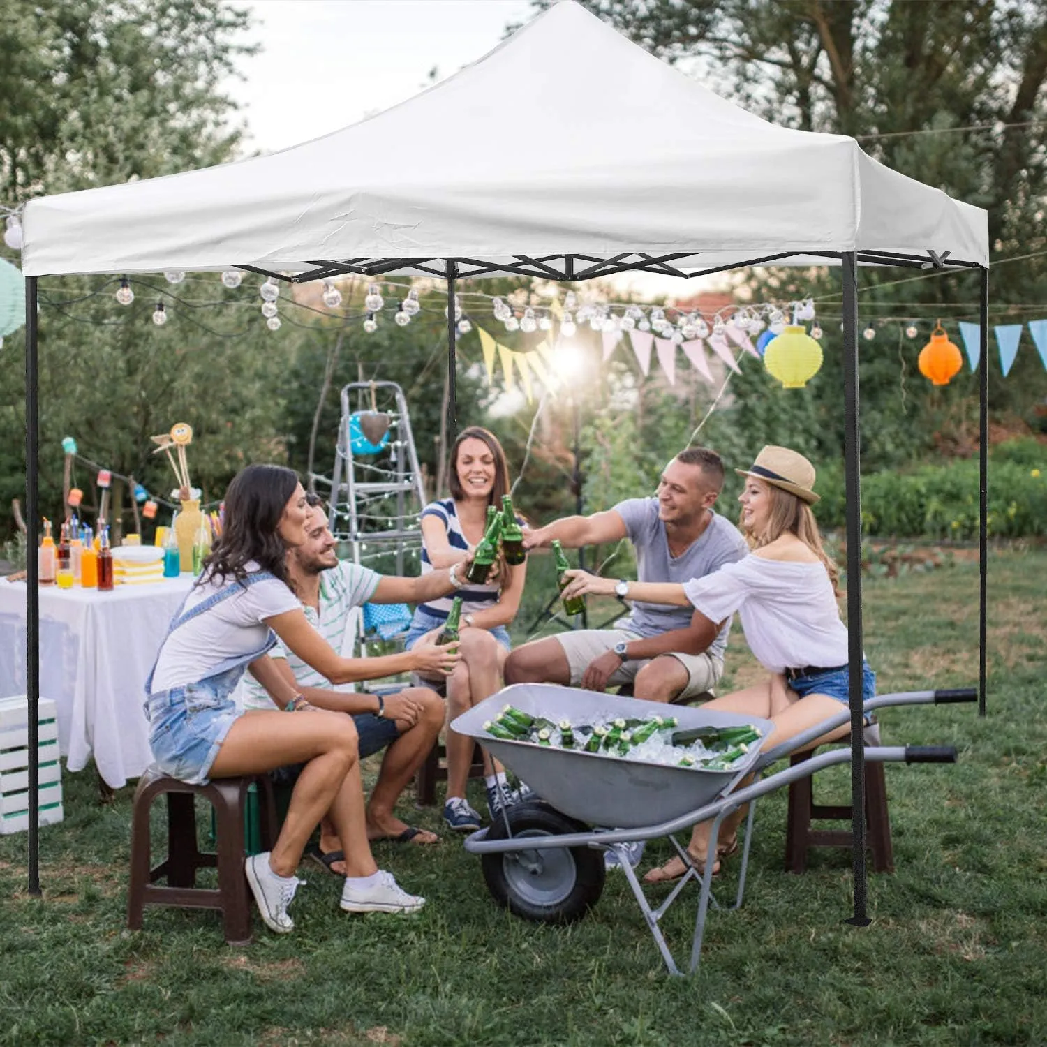 Pop Up Canopy 10x10 Pop Up Canopy Tent Party Tent Ez Up Canopy Sun Shade Wedding Instant Folding Protable Better Air Circulation Outdoor Gazebo with Backpack Bag (White, 10 x 10)