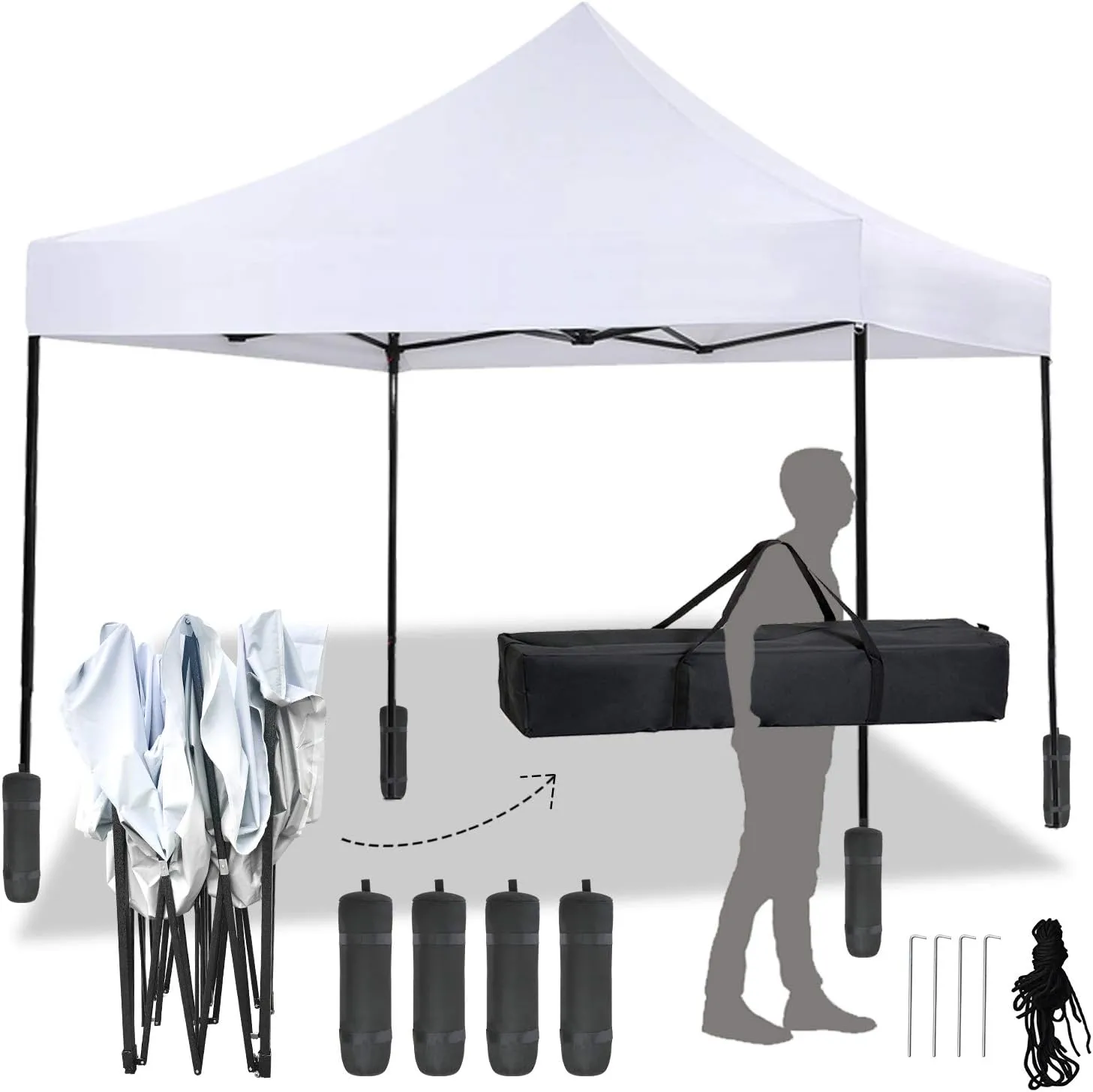 Pop Up Canopy 10x10 Pop Up Canopy Tent Party Tent Ez Up Canopy Sun Shade Wedding Instant Folding Protable Better Air Circulation Outdoor Gazebo with Backpack Bag (White, 10 x 10)