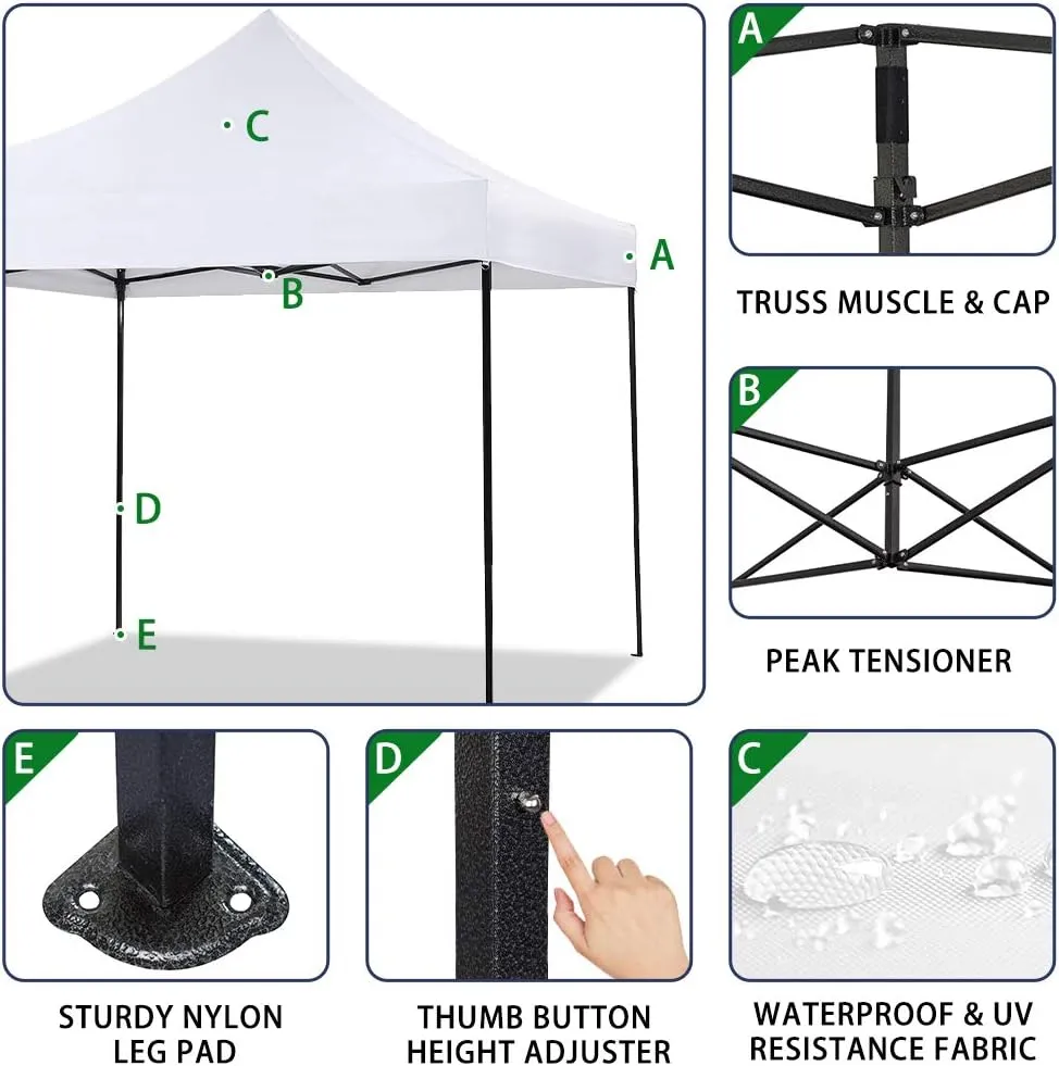 Pop Up Canopy 10x10 Pop Up Canopy Tent Party Tent Ez Up Canopy Sun Shade Wedding Instant Folding Protable Better Air Circulation Outdoor Gazebo with Backpack Bag (White, 10 x 10)
