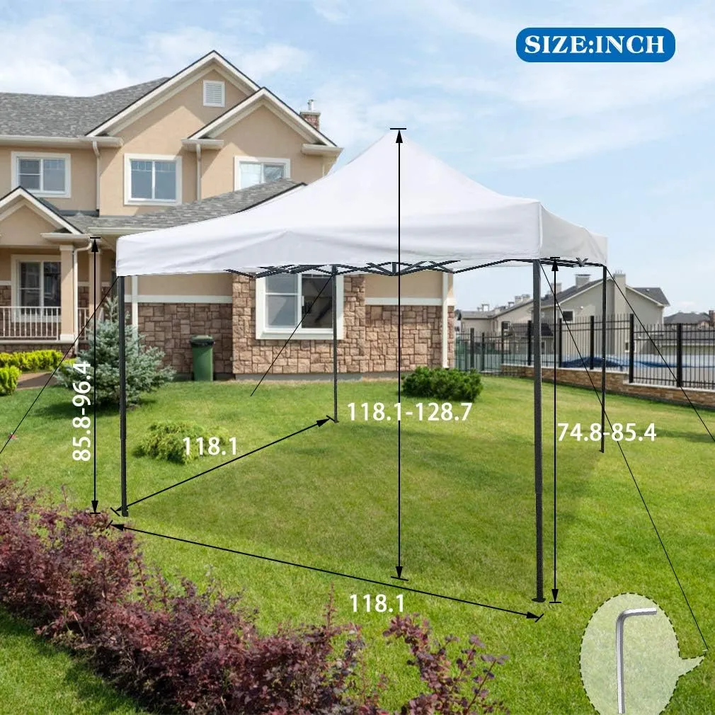 Pop Up Canopy 10x10 Pop Up Canopy Tent Party Tent Ez Up Canopy Sun Shade Wedding Instant Folding Protable Better Air Circulation Outdoor Gazebo with Backpack Bag (White, 10 x 10)