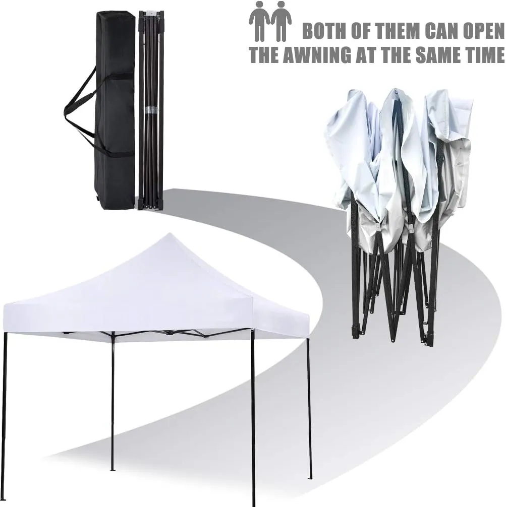 Pop Up Canopy 10x10 Pop Up Canopy Tent Party Tent Ez Up Canopy Sun Shade Wedding Instant Folding Protable Better Air Circulation Outdoor Gazebo with Backpack Bag (White, 10 x 10)