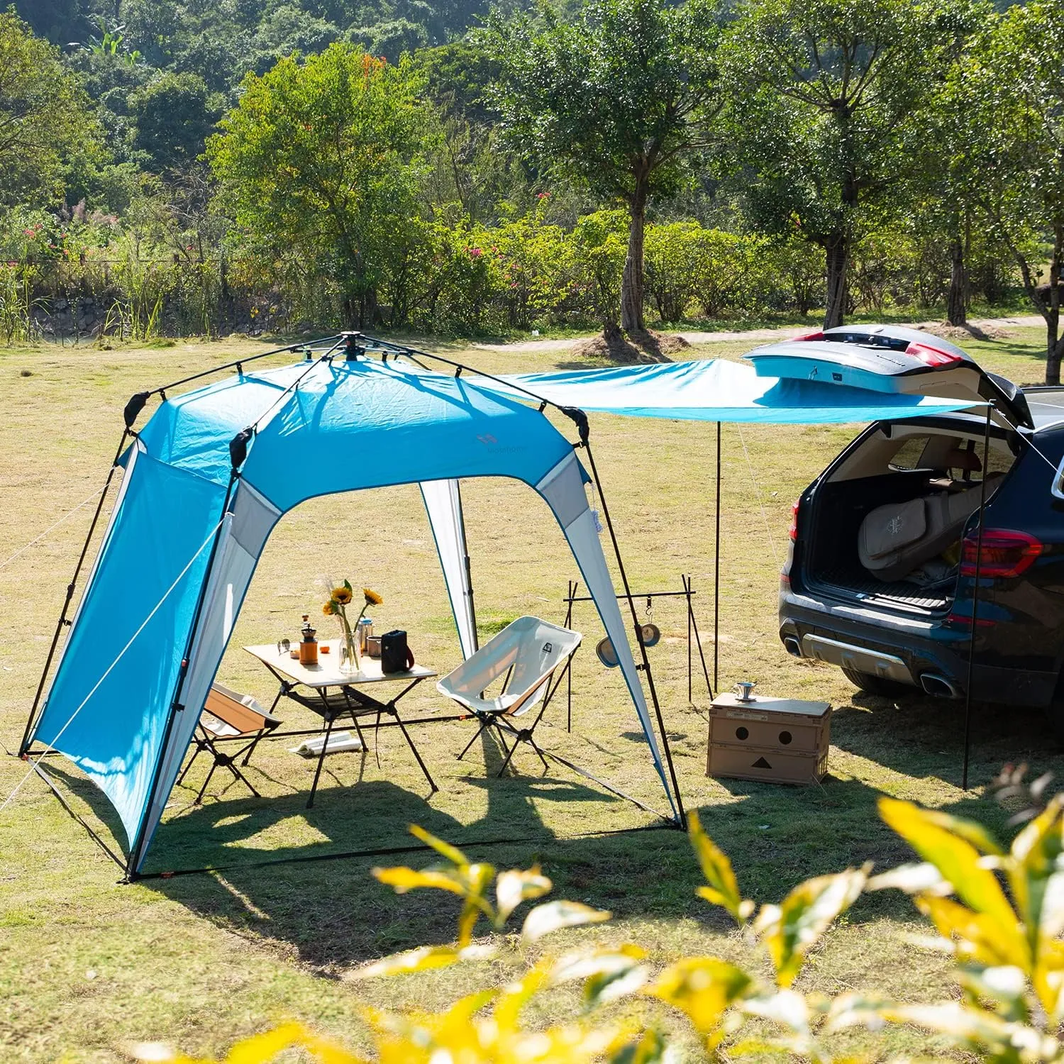 Pop Up Canopy Sun Shelters Shade Tent Pop Up 8.2' X 8.2' - Instant Portable Sports Cabana Umbrella, Easy Set-up and Take Down, with Sun Protection and One Shade Wall Included (Awning Blue)