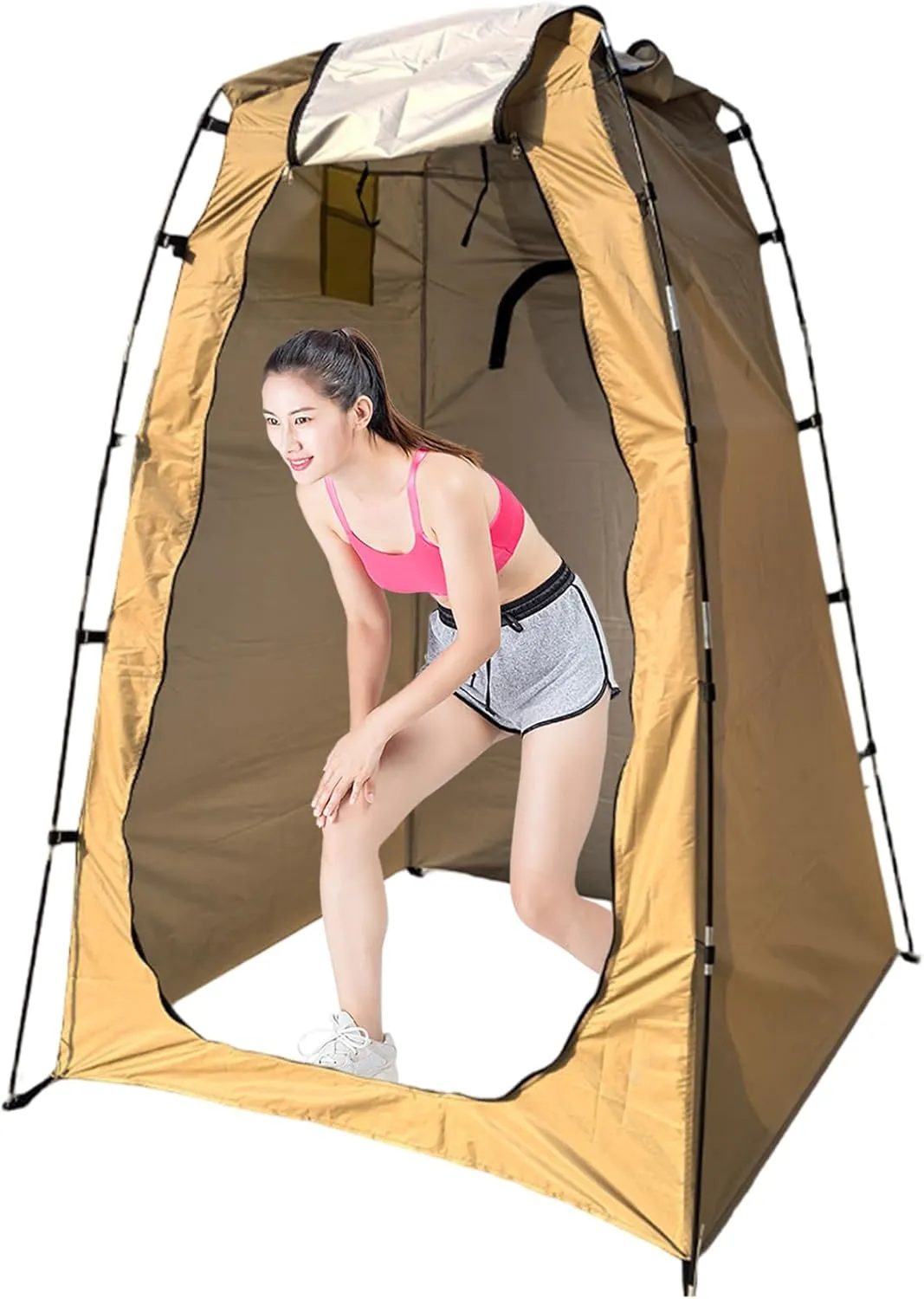Pop-Up Changing Tent Water & Sun Proof 190T Foldable 47x47x75 Shower Tent with Inner Pocket, Zippered Window & Door Portable for Camping, Hiking, Outdoor Privacy