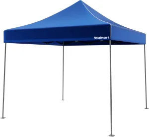 Pop-Up Outdoor Canopy Shade - 10x10 Water-Resistant Party Tent with Instant Setup and Portable Carry Bag for Storage or Transport by Stalwart (Blue)