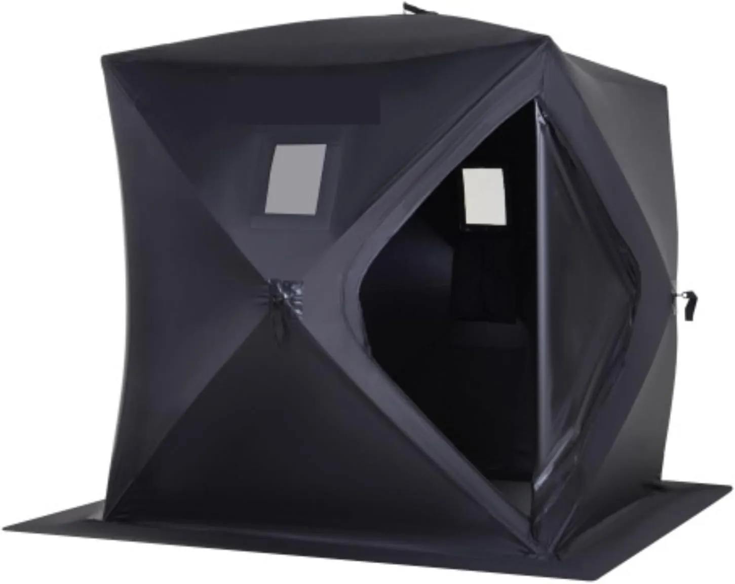Pop-up Portable Ice Fishing Tent, Two-Person Ice Fishing Shelter, Camping Tent, Outdoor Shelter, with Carrying Bag, Window and Anchor, Suitable for Low Temperatures -22℉, Black