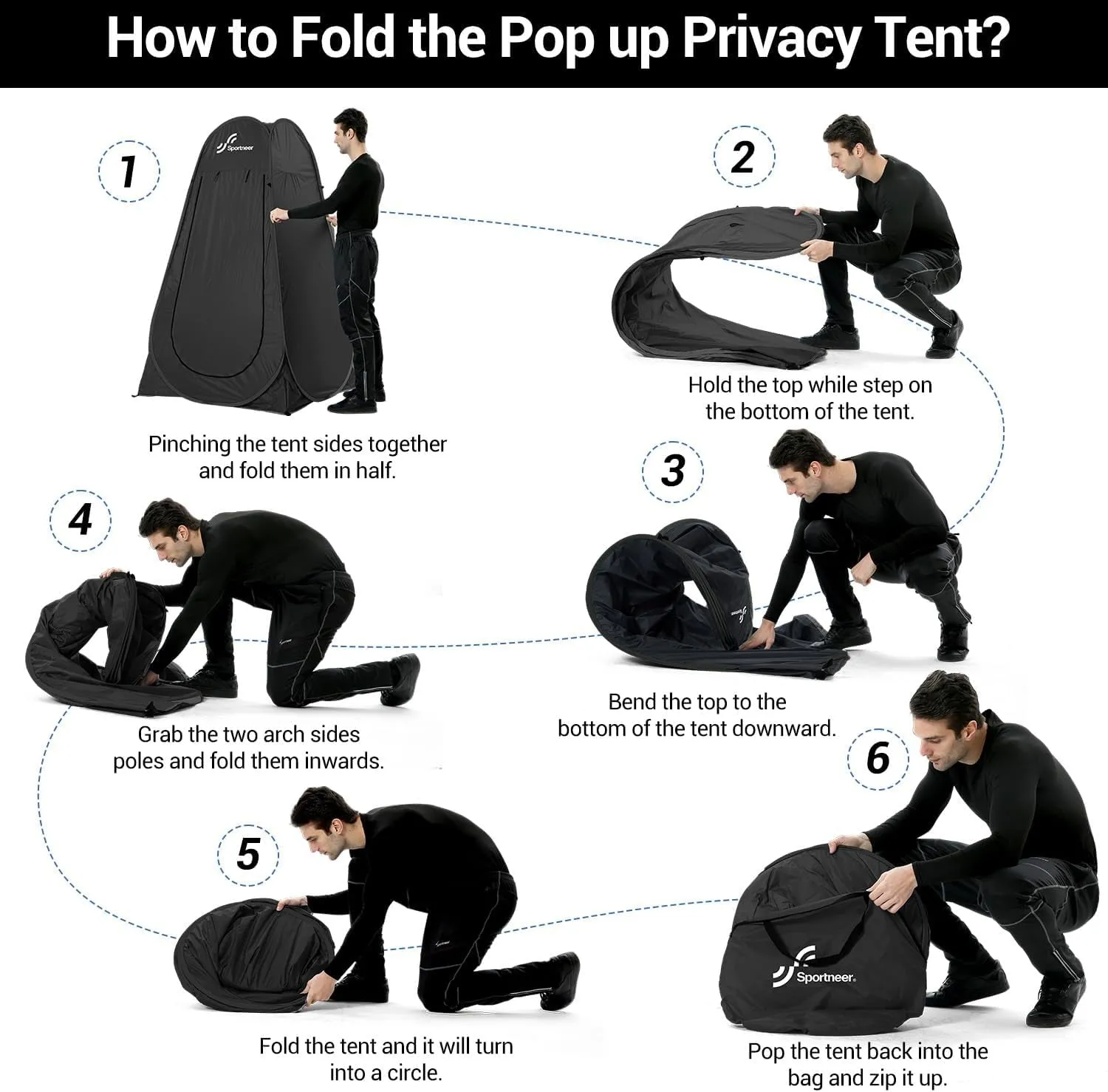Pop Up Privacy Shower Tent, Portable Changing Room, 75"x47"x47", Foldable with Carry Bag for Camping & Beach, Easy Set Up