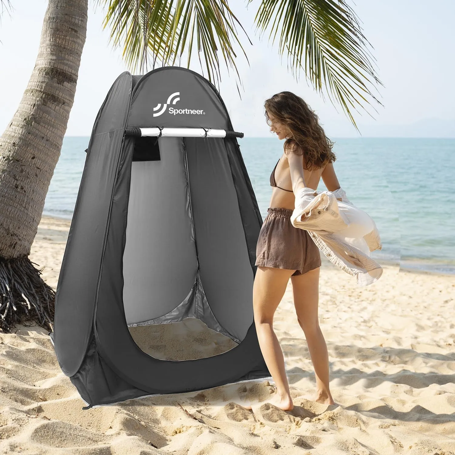 Pop Up Privacy Shower Tent, Portable Changing Room, 75"x47"x47", Foldable with Carry Bag for Camping & Beach, Easy Set Up