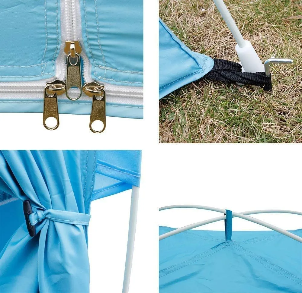 Pop Up Quick Opening Beach Tent, Waterproof Sun Shelter Sunscreen Shade Canopy for Pool Party Vacatio,Blue