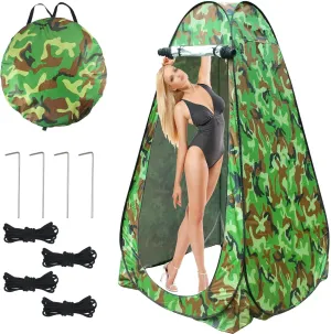 Pop Up Shower Tent Portable Camping Bathroom Toilet Tent Changing Dressing Room Privacy Shelters Room for Hiking Beach Sun Shelter Picnic Fishing UPF50  Waterproof (Camouflage Green)