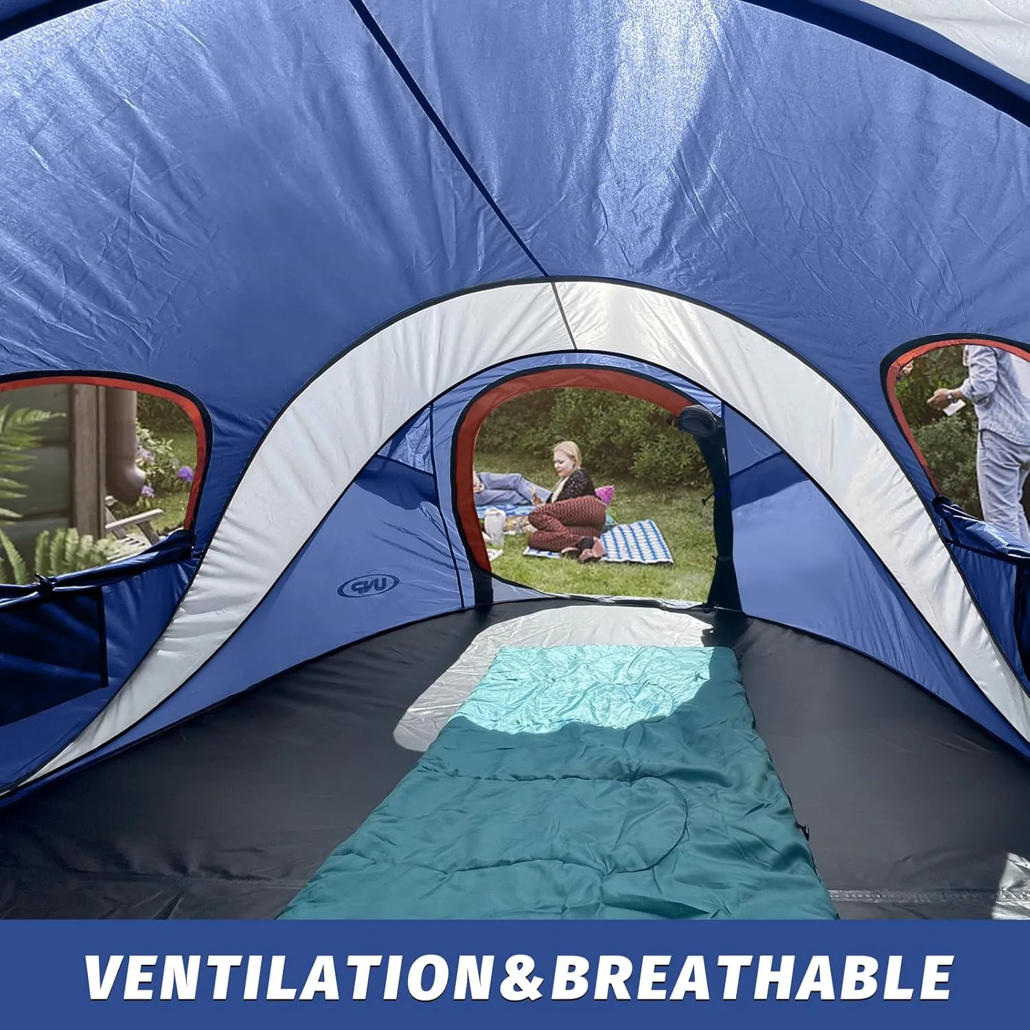 Pop-up Tent, 3 Person Camping Tent, Instant Portable Beach Tent, Easy Pop Up Shade Tents 2 Doors for Camping Hiking & Traveling with Carrying Bag