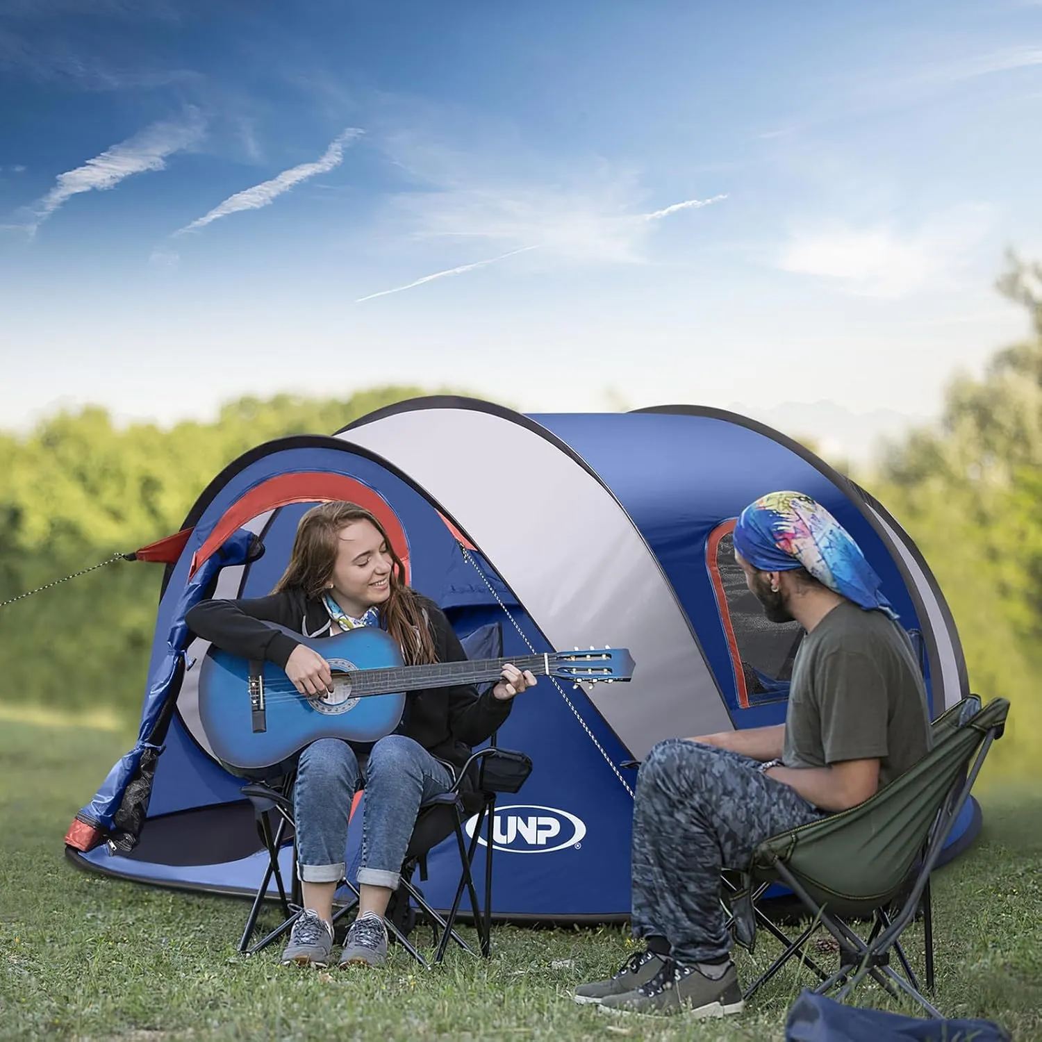 Pop-up Tent, 3 Person Camping Tent, Instant Portable Beach Tent, Easy Pop Up Shade Tents 2 Doors for Camping Hiking & Traveling with Carrying Bag
