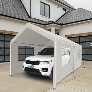 Portable Carport Shelter Tent for Outdoor Storage and Gatherings, Heavy Duty, Easy Setup, 10x20 ft, White