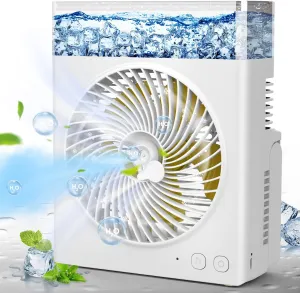 Portable Misting Fan, 16000mAh 8-Inch Rechargeable Water Cooling Mist Fan with 600mL Water Tank, Quiet USB Battery Powered, Perfect Cooling for Camping Home Outside Office