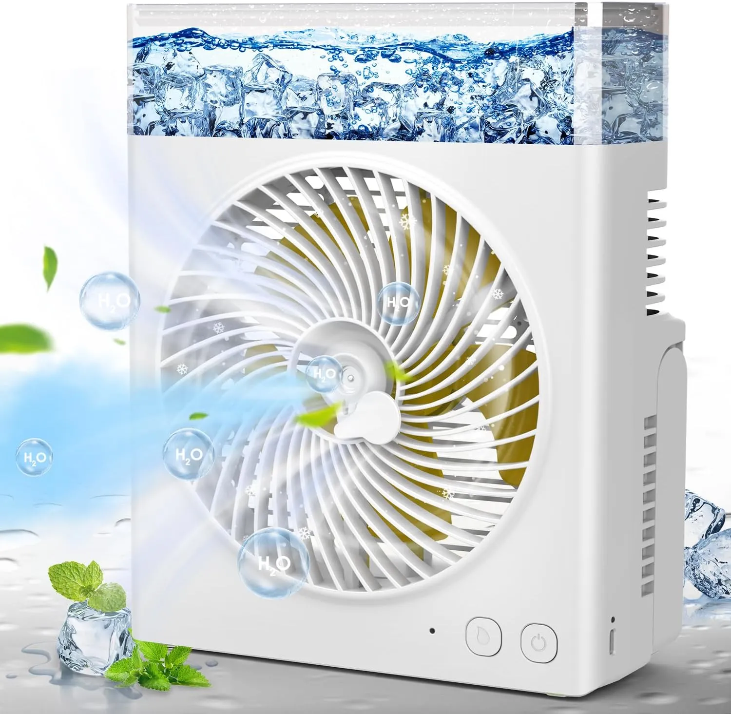 Portable Misting Fan, 16000mAh 8-Inch Rechargeable Water Cooling Mist Fan with 600mL Water Tank, Quiet USB Battery Powered, Perfect Cooling for Camping Home Outside Office