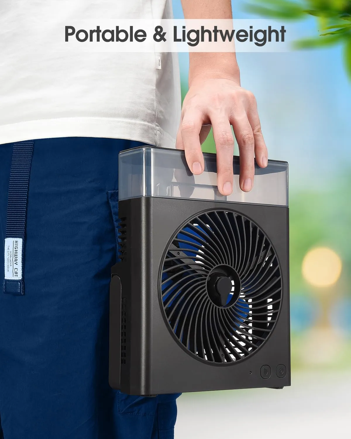 Portable Misting Fan, 8000mAh 8-Inch Rechargeable Water Cooling Mist Fan with 600mL Water Tank, Quiet USB Battery Powered, Perfect Cooling for Camping Home Outside Office