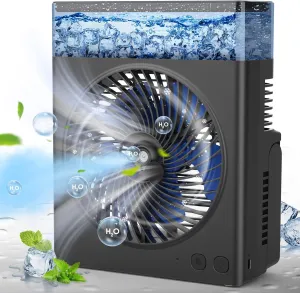 Portable Misting Fan, 8000mAh 8-Inch Rechargeable Water Cooling Mist Fan with 600mL Water Tank, Quiet USB Battery Powered, Perfect Cooling for Camping Home Outside Office