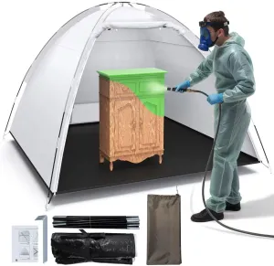 Portable Paint Booth Tent - 6.6x4.2x4.5ft Spray Paint Tent with Built-in Floor, Mesh Screen, and Ground Stakes, Spray Booths Painting Tent Station for Furniture DIY Hobby Tool, Spray Paint Shelter
