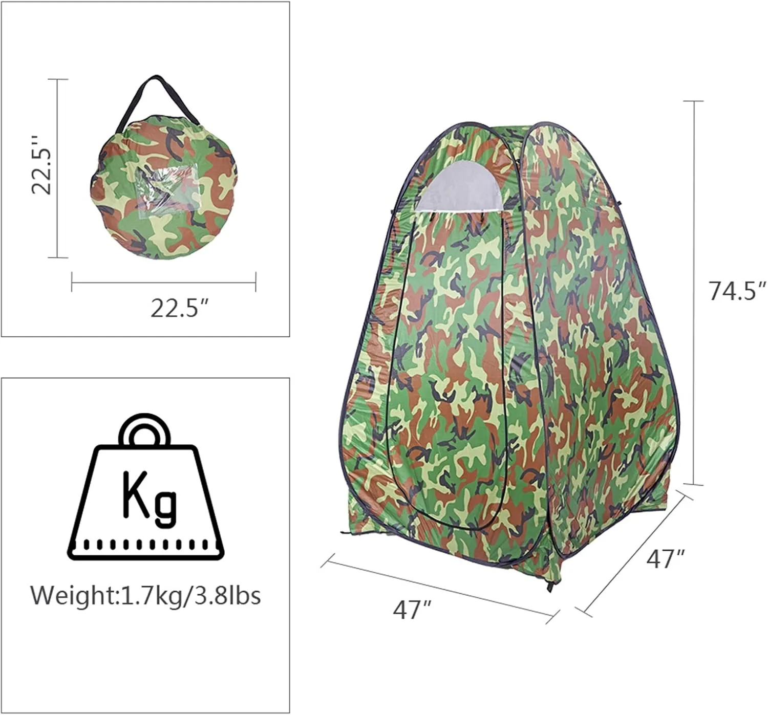 Portable Pop Up Privacy Shower Tent,Instant Outdoor Privacy Tent,Rain Shelter,Changing Room for Camping Hiking Beach Toilet Shower Bathroom (Camouflage)