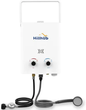 Portable Propane Tankless 34,000BTU Water Heater, 1.32GPM Outdoor Shower Water Heater for Camping 5L, Anti-freezing Protection