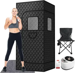 Portable Steam Sauna for Home,Sauna Box,at Home Sauna,Sauna Tent with 3L Steamer, 9 Levels,Steam Room with Folding Chair,Personal Sauna for Post-Workout Recovery & Relaxation