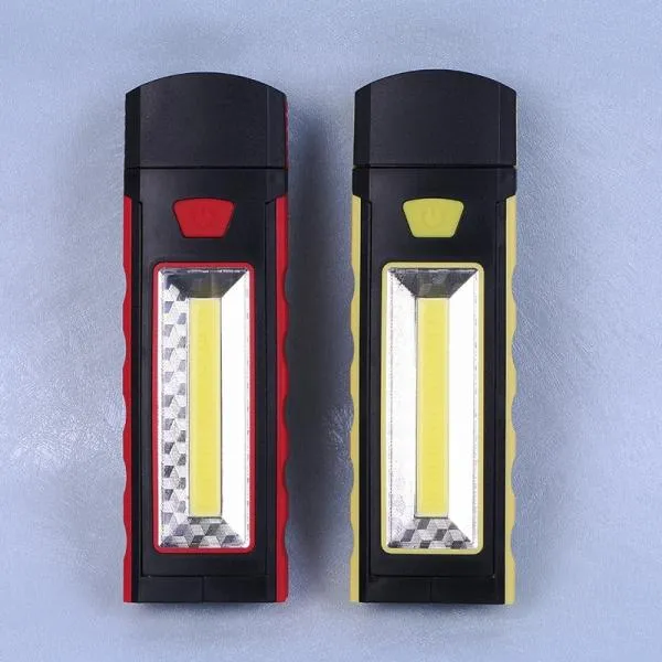 Powerful Dual Magnet Battery Operated LED COB Work Light Tent Camping Lamp Yellow