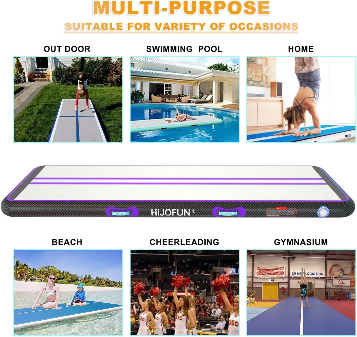 Premium Air Mat Tumble Track Inflatable Gymnastics Tumbling Mat 6.6ft 10ft 13ft 16ft 20ft 23ft 26ft Training Mats 4/8 inches Thick 3.3ft/6.6ft Wide for Kids Home/Training/Yoga with Pump
