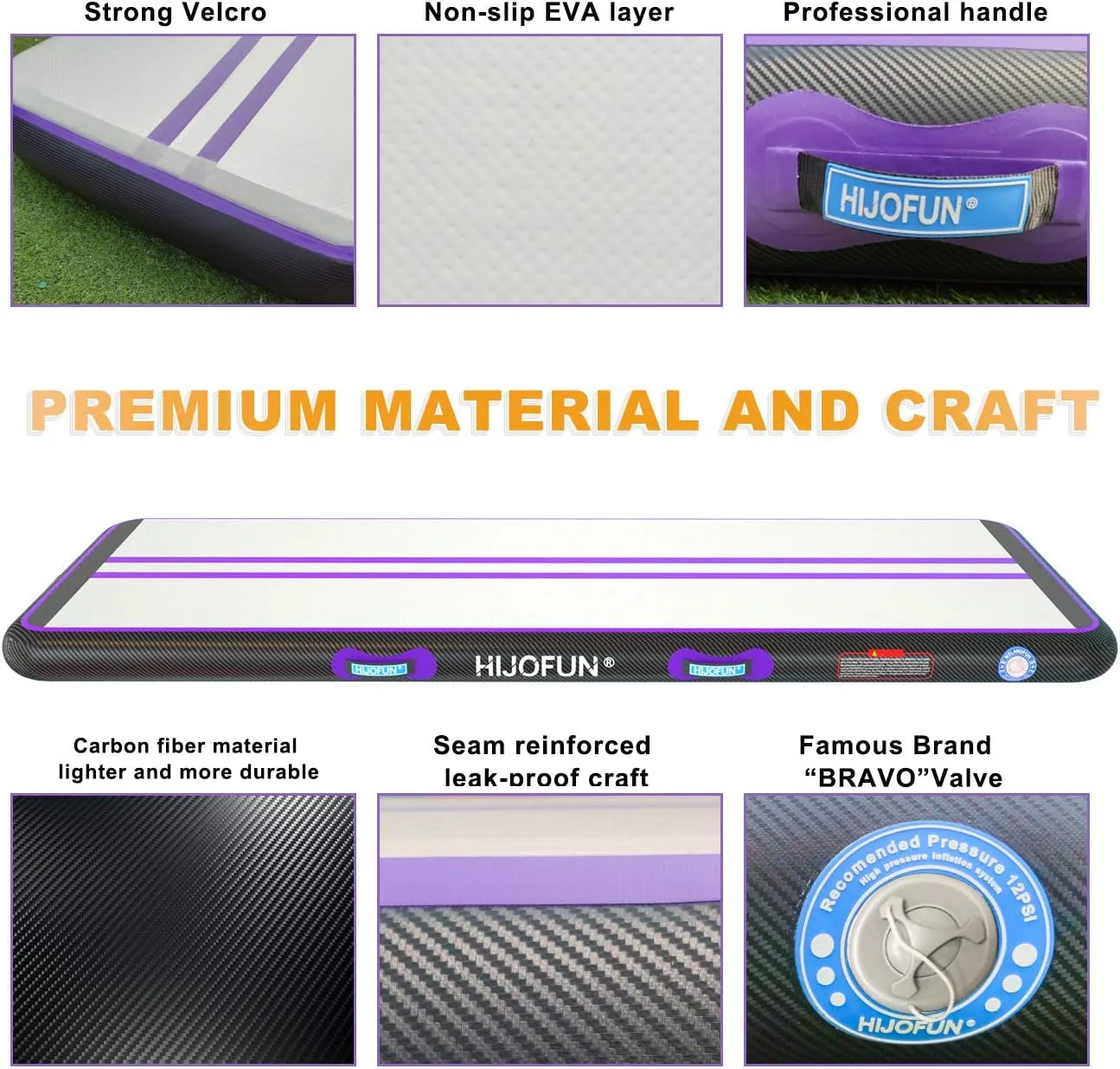 Premium Air Mat Tumble Track Inflatable Gymnastics Tumbling Mat 6.6ft 10ft 13ft 16ft 20ft 23ft 26ft Training Mats 4/8 inches Thick 3.3ft/6.6ft Wide for Kids Home/Training/Yoga with Pump
