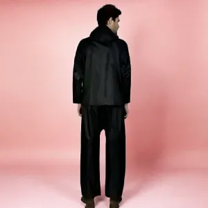 Premium Black Waterproof Rain Suit for Men (Jacket & Pant with Hood)