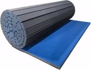 Premium Indoor Gymnastics Exercise Mat - Grippy Carpet Top Foam Wrestling Mat, Cheerleading, and Fitness - Easy Roll Out Design for Quick Setup
