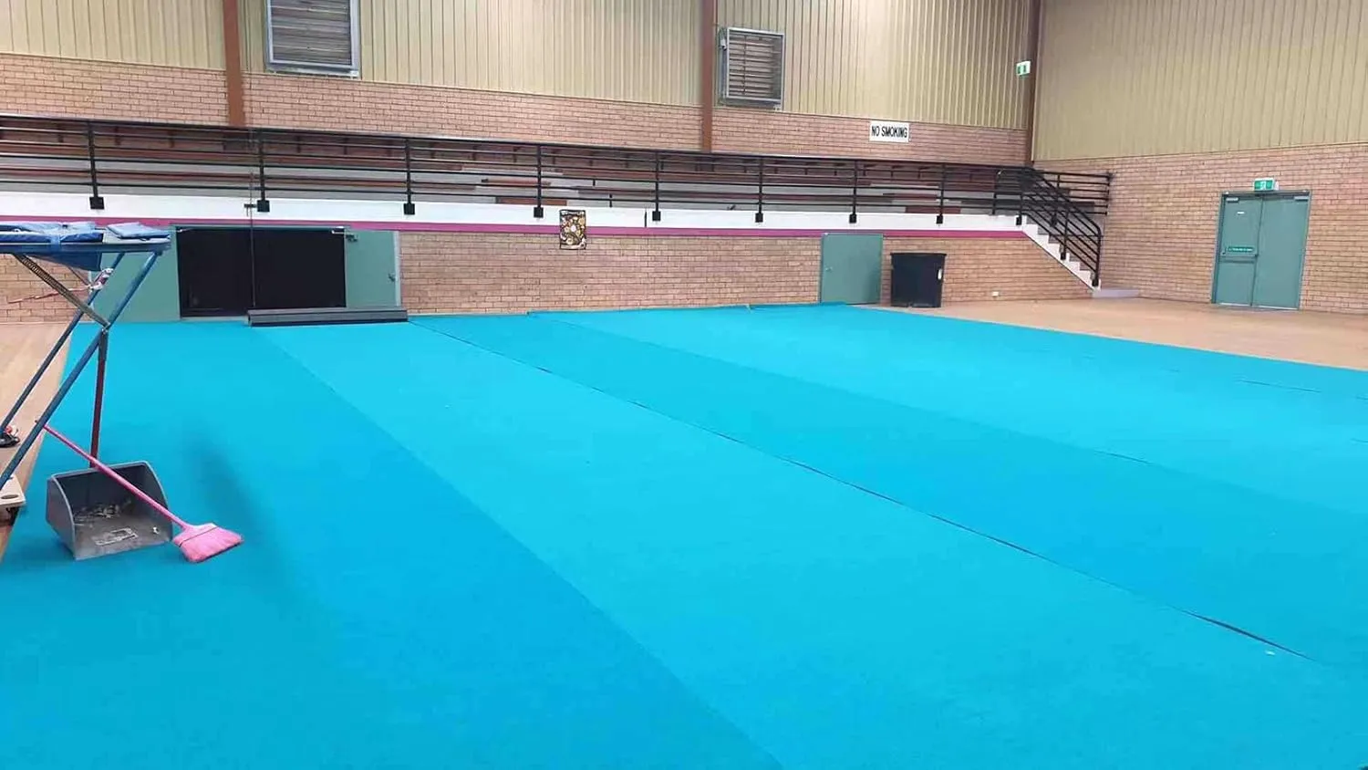 Premium Indoor Gymnastics Exercise Mat - Grippy Carpet Top Foam Wrestling Mat, Cheerleading, and Fitness - Easy Roll Out Design for Quick Setup