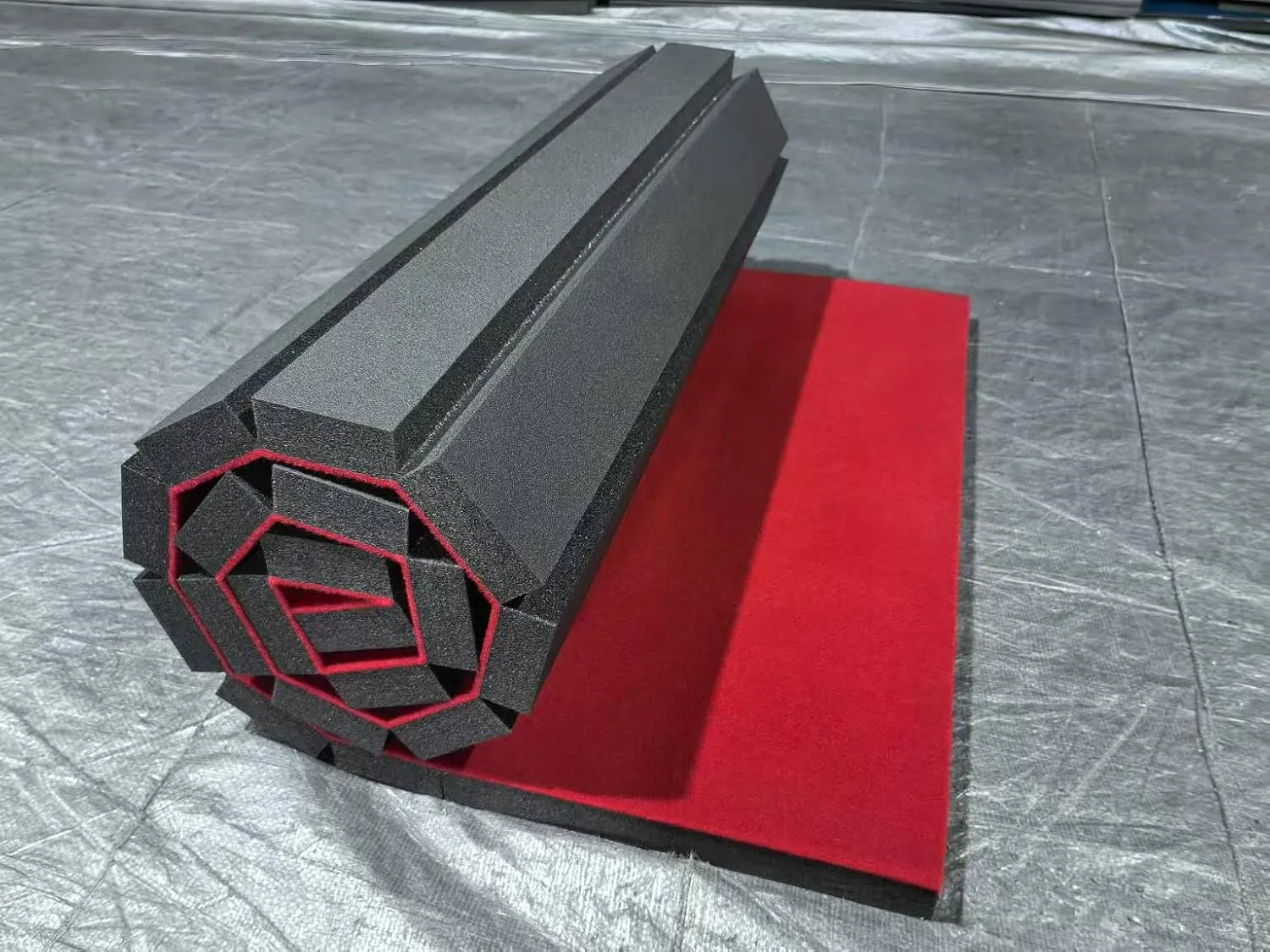 Premium Indoor Gymnastics Mat - Sturdy Foam Exercise Mat with Grippy Carpet Top for MMA, Cheerleading, and Fitness - Easy Roll-Out Design for Quick Setup