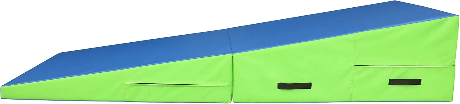 PRISP Folding Incline Gym Mat - Extra Long 71 x 30 x 14 in Wedge Gymnastics Tumbling Mat for Kids