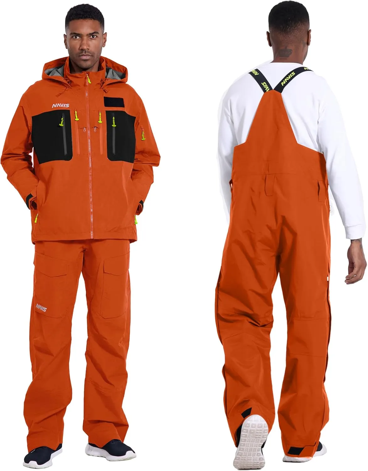 PRO Men's Fishing Rain Suit - 3-Layer Waterproof Breathable Wader Set Jacket&Bib Pant,Foul Weather Gear