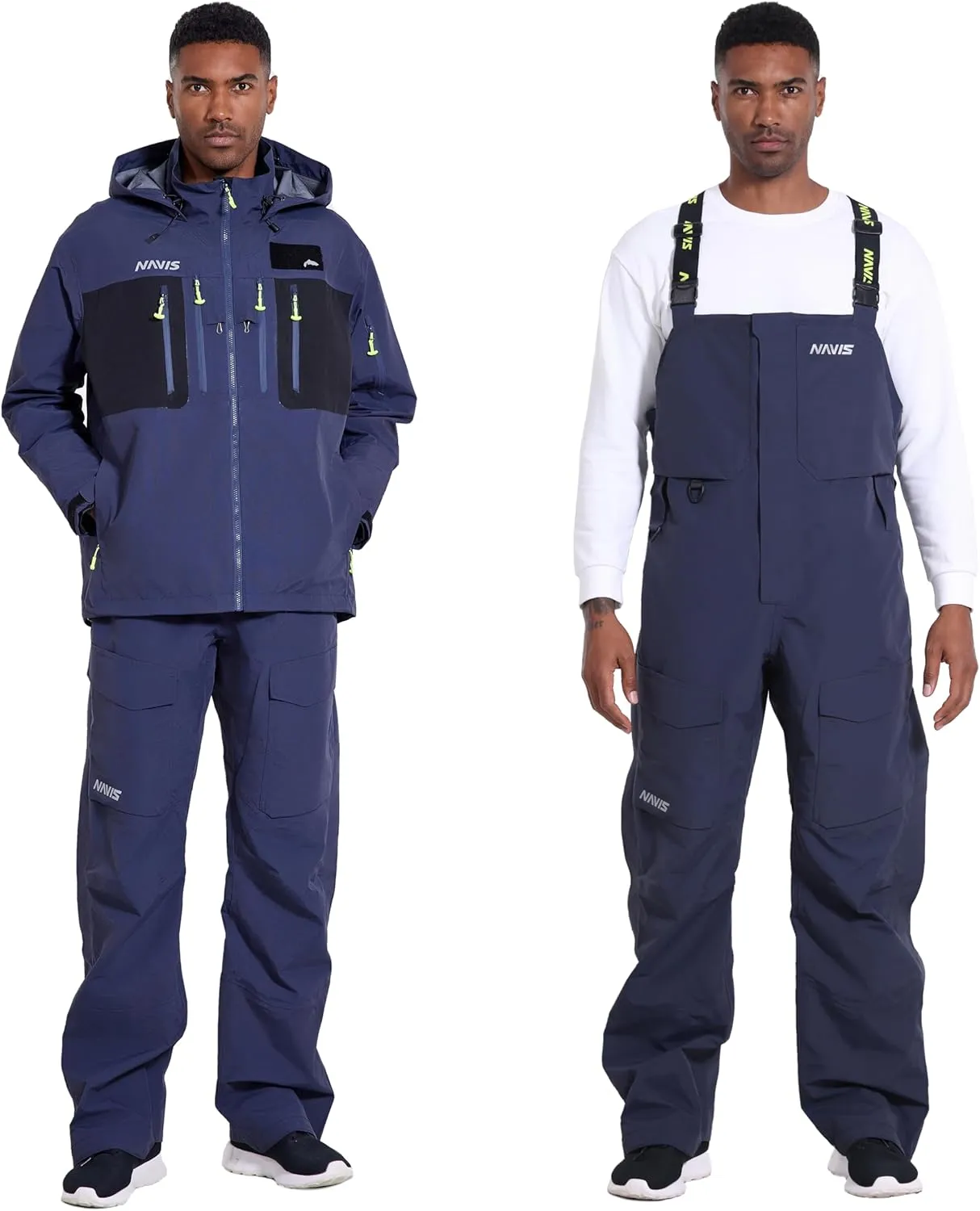 PRO Men's Fishing Rain Suit - 3-Layer Waterproof Breathable Wader Set Jacket&Bib Pant,Foul Weather Gear