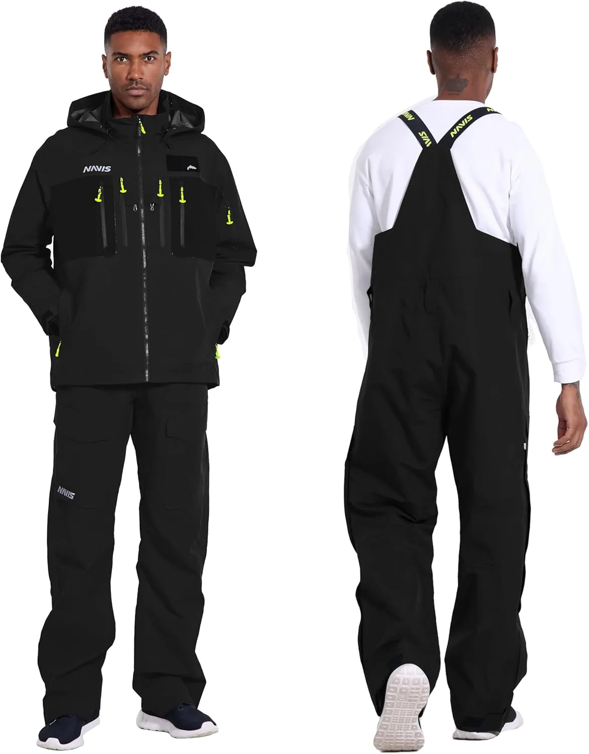 PRO Men's Fishing Rain Suit - 3-Layer Waterproof Breathable Wader Set Jacket&Bib Pant,Foul Weather Gear