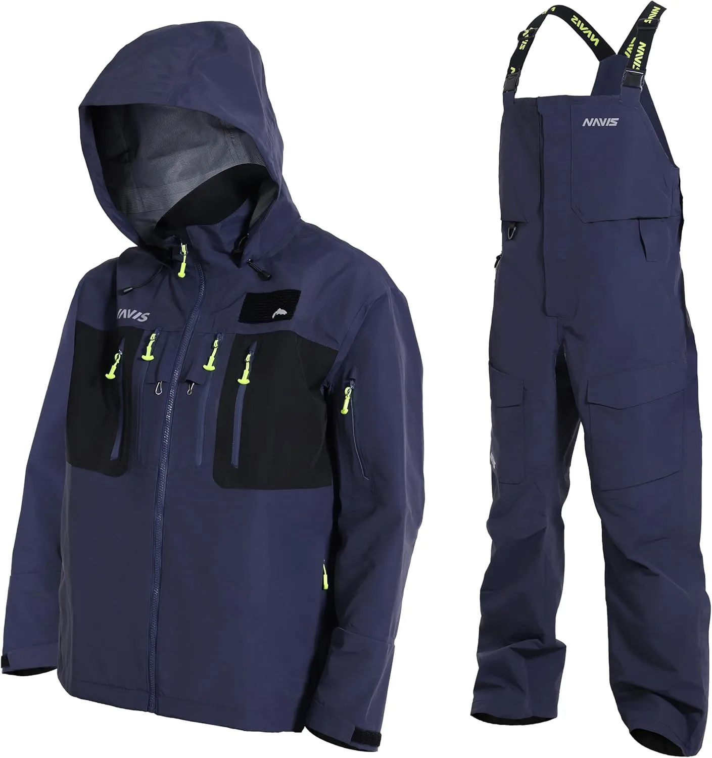 PRO Men's Fishing Rain Suit - 3-Layer Waterproof Breathable Wader Set Jacket&Bib Pant,Foul Weather Gear