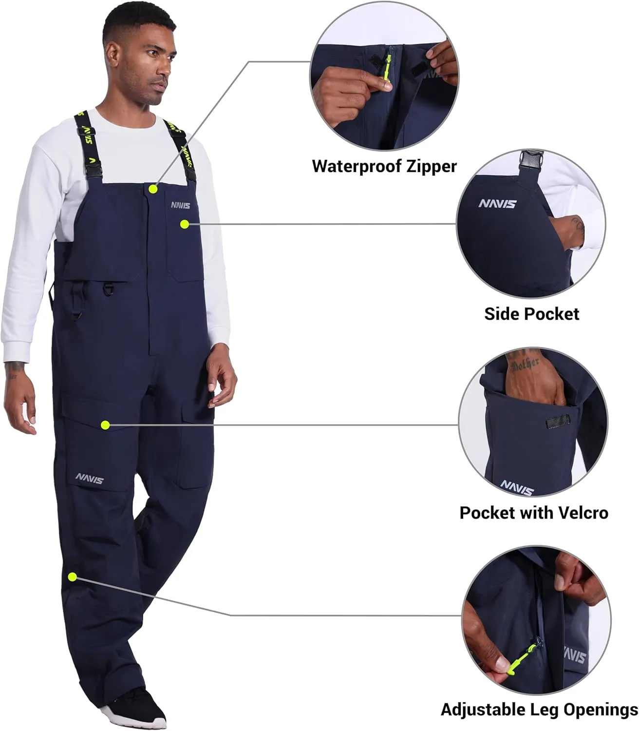 PRO Men's Fishing Rain Suit - 3-Layer Waterproof Breathable Wader Set Jacket&Bib Pant,Foul Weather Gear