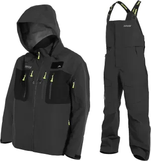 PRO Men's Fishing Rain Suit - 3-Layer Waterproof Breathable Wader Set Jacket&Bib Pant,Foul Weather Gear