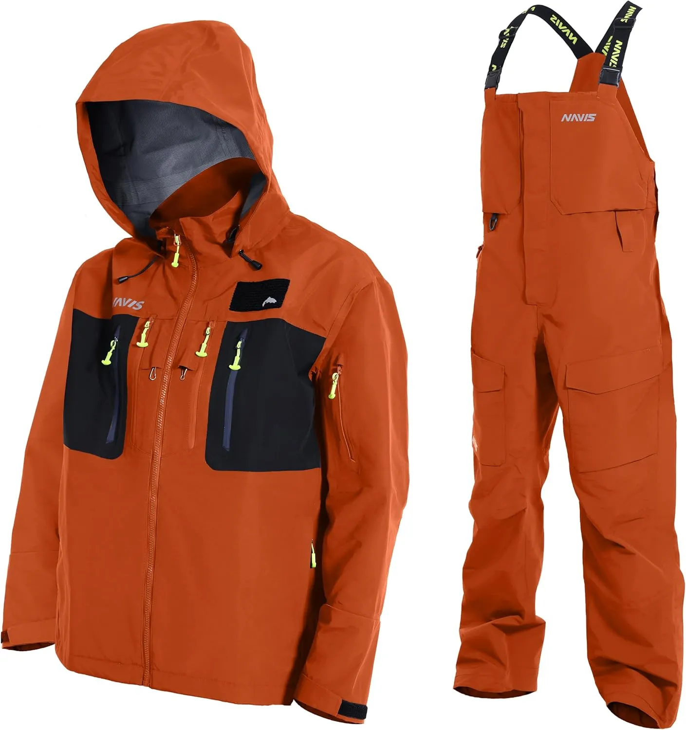 PRO Men's Fishing Rain Suit - 3-Layer Waterproof Breathable Wader Set Jacket&Bib Pant,Foul Weather Gear