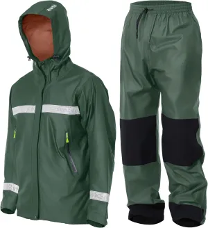 PRO Rain Suit-Waterproof Reflective Jacket & Elastic Pants Combo,Lightweight Breathable Foul Weather Gear