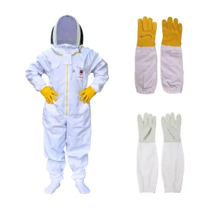 Professional Cotton Bee Suit, Beekeeping Suit, Bee Keeper Suit, Bee Suits For Men & Women Sting Proof With Fencing Veil, Ventilated hood & Two Pairs of Gloves (Large)