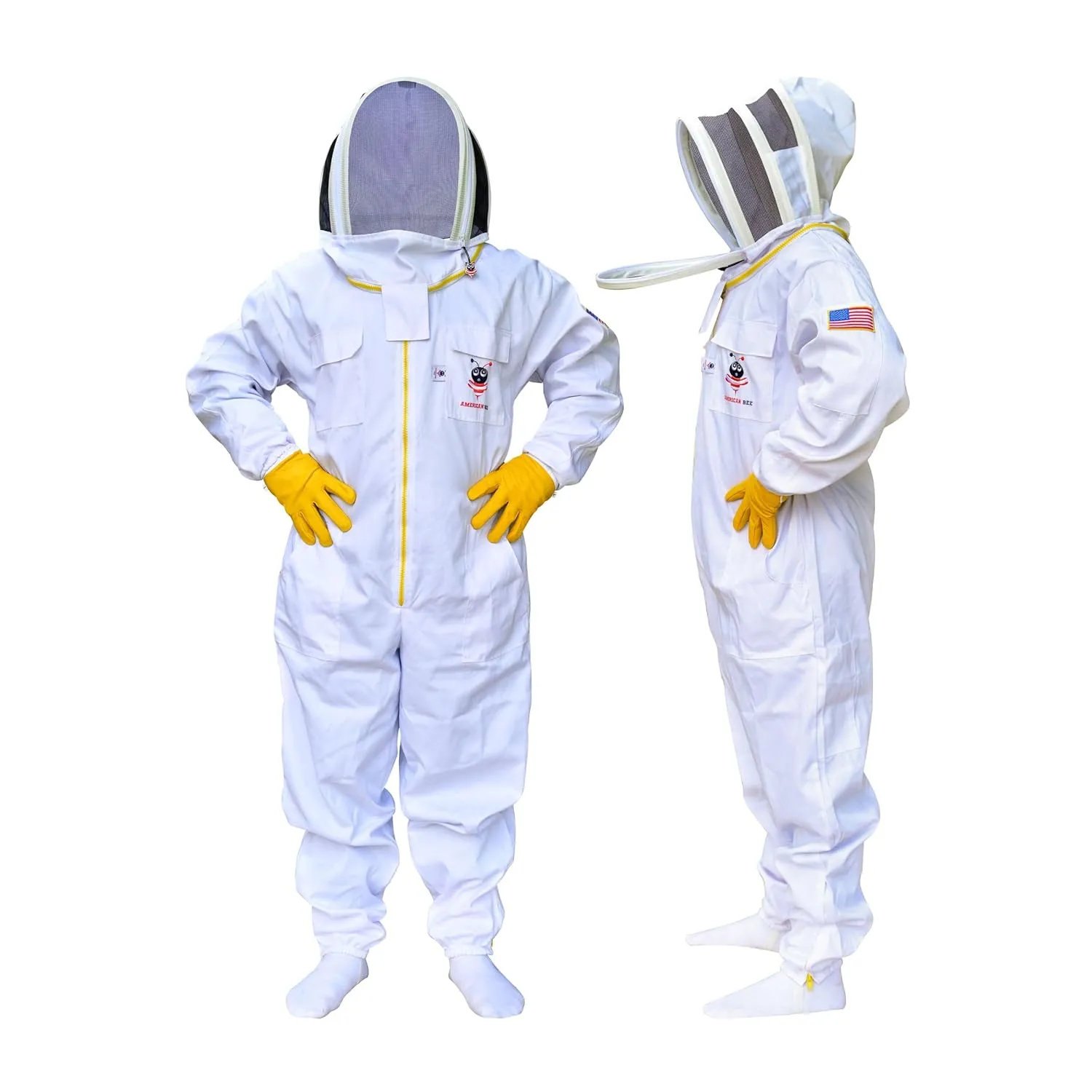 Professional Cotton Bee Suit, Beekeeping Suit, Bee Keeper Suit, Bee Suits For Men & Women Sting Proof With Fencing Veil, Ventilated hood & Two Pairs of Gloves (Large)
