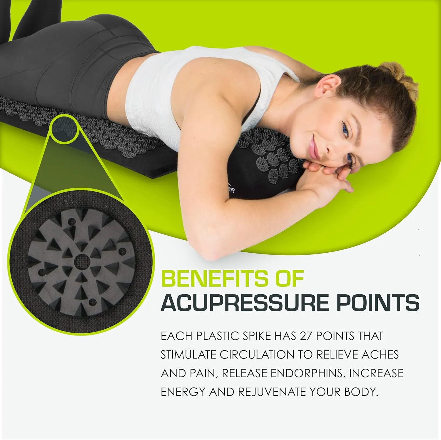ProsourceFit Acupressure Mat and Pillow Set for Back/Neck Pain Relief and Muscle Relaxation, XL - Blue/White