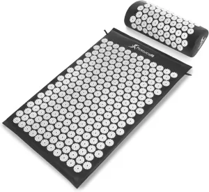 ProsourceFit Acupressure Mat and Pillow Set for Back/Neck Pain Relief and Muscle Relaxation, XL - Blue/White