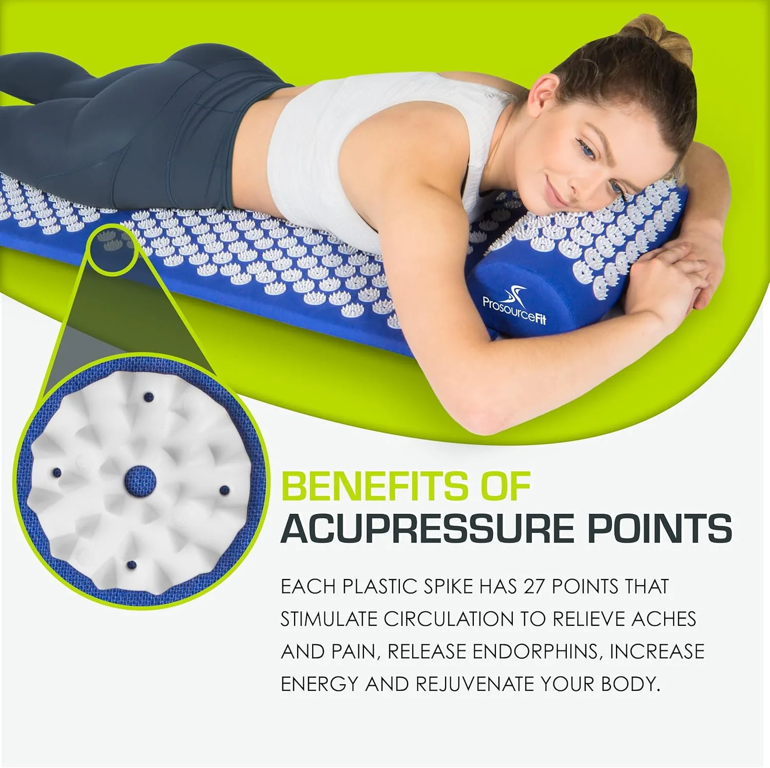 ProsourceFit Acupressure Mat and Pillow Set for Back/Neck Pain Relief and Muscle Relaxation