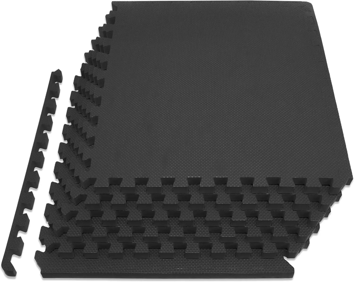 ProsourceFit Extra Thick Puzzle Exercise Mat, EVA Foam Interlocking Tiles for Protective, Cushioned Workout Flooring for Home and Gym Equipment, Black - 3/4 inch - 24 Sq Ft - 6 Tiles