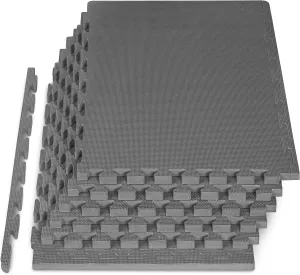 ProsourceFit Extra Thick Puzzle Exercise Mat, EVA Foam Interlocking Tiles for Protective, Cushioned Workout Flooring for Home and Gym Equipment, Blue - 3/4 inch - 24 Sq Ft - 6 Tiles