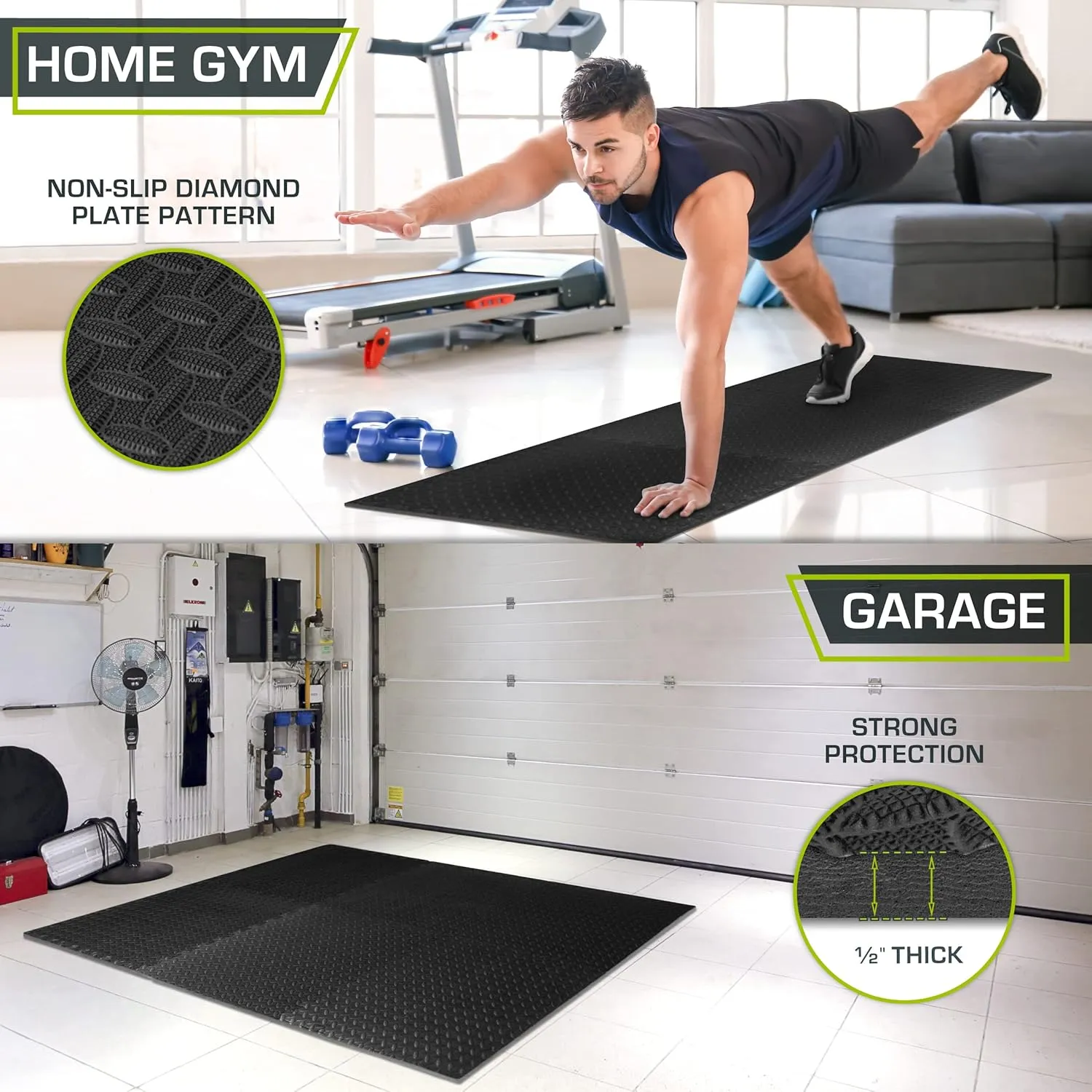 ProsourceFit Puzzle Exercise Mat ½ in, EVA Interlocking Foam Floor Tiles for Home Gym, Mat for Home Workout Equipment, Floor Padding for Kids, Cream, 24 in x 24 in x ½ in, 24 Sq Ft - 6 Tiles