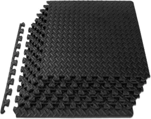 ProsourceFit Puzzle Exercise Mat ½ in, EVA Interlocking Foam Floor Tiles for Home Gym, Mat for Home Workout Equipment, Floor Padding for Kids, Cream, 24 in x 24 in x ½ in, 24 Sq Ft - 6 Tiles